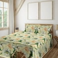 thumbnail image 1 of Ambesonne Springtime Fitted & Flat Sheet with Shams 4 Pcs Set, Watercolor Wild Flowers, King, Grey Yellow Hunter Green, 1 of 5