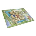thumbnail image 1 of Springtime Teddy Bears in Flowers Glass Cutting Board Large, 1 of 2