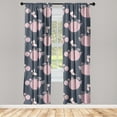 thumbnail image 1 of Springtime Window Curtains, Hydrangea Bloom with Leaves and Circle Pattern Bohemian Print, Lightweight Decor 2-Panel Set with Rod Pocket, Pair of - 28"x63", Pale Pink and Dark Indigo, by Ambesonne, 1 of 3
