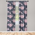 thumbnail image 1 of Springtime Window Curtains, Hydrangea Bloom with Leaves and Circle Pattern Bohemian Print, Lightweight Decor 2-Panel Set with Rod Pocket, Pair of - 28"x84", Pale Pink and Dark Indigo, by Ambesonne, 1 of 3