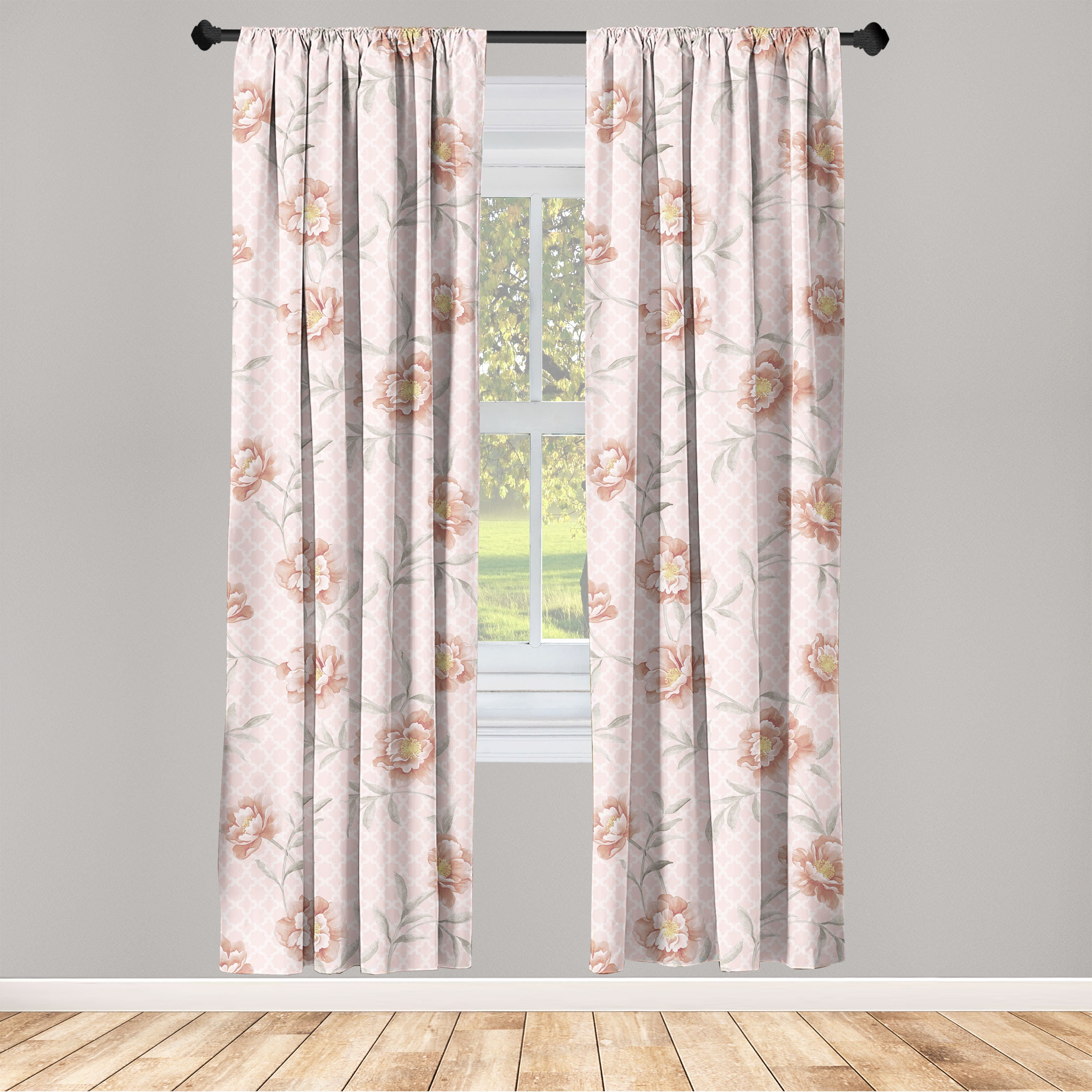 Springtime Window Curtains, Romantic Inspired Cottagecore Floral Design ...