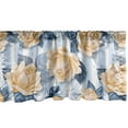 thumbnail image 1 of Springtime Window Valance, Autumn Vibes Garden Scene Rose Pattern on Striped Backdrop Art, Curtain Valance for Kitchen Bedroom with Rod Pocket, 54" X 18", Pale Sky Blue Pale Orange, by Ambesonne, 1 of 2