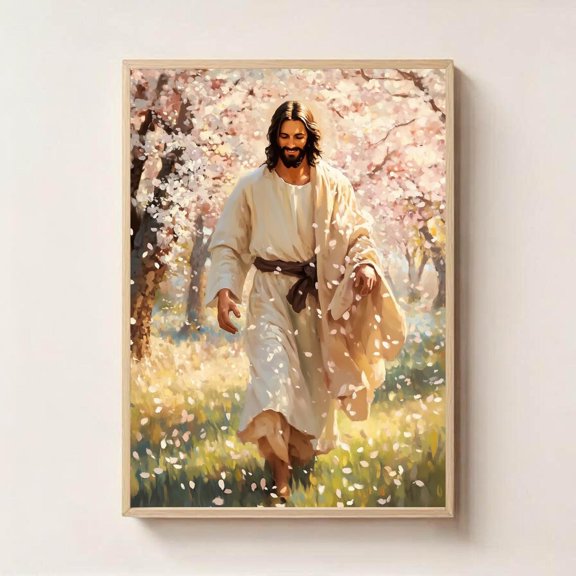 Springtime With Jesus Faith Based Religious Wall Art, Unframed Paper Poster 8x10in