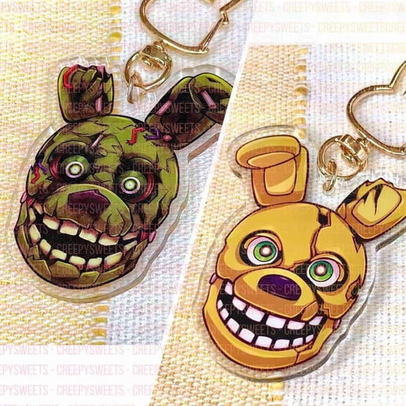 Springtrap, Spring Bonnie, Yellow Rabbit- FNAF Keychain 2.5 Double-Sided Acrylic Charm (Five Nights at Freddy's) (1 keychain)/RANDOM 1 PACK"