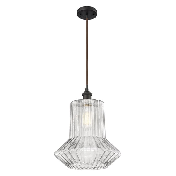Springwater Oiled Rubbed Bronze LED Pendant with Clear Crystal Novelty Glass