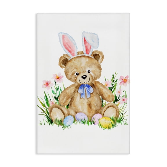 Springy Easter Teddy Bear Canvas Wall Art, design by Amy Hall