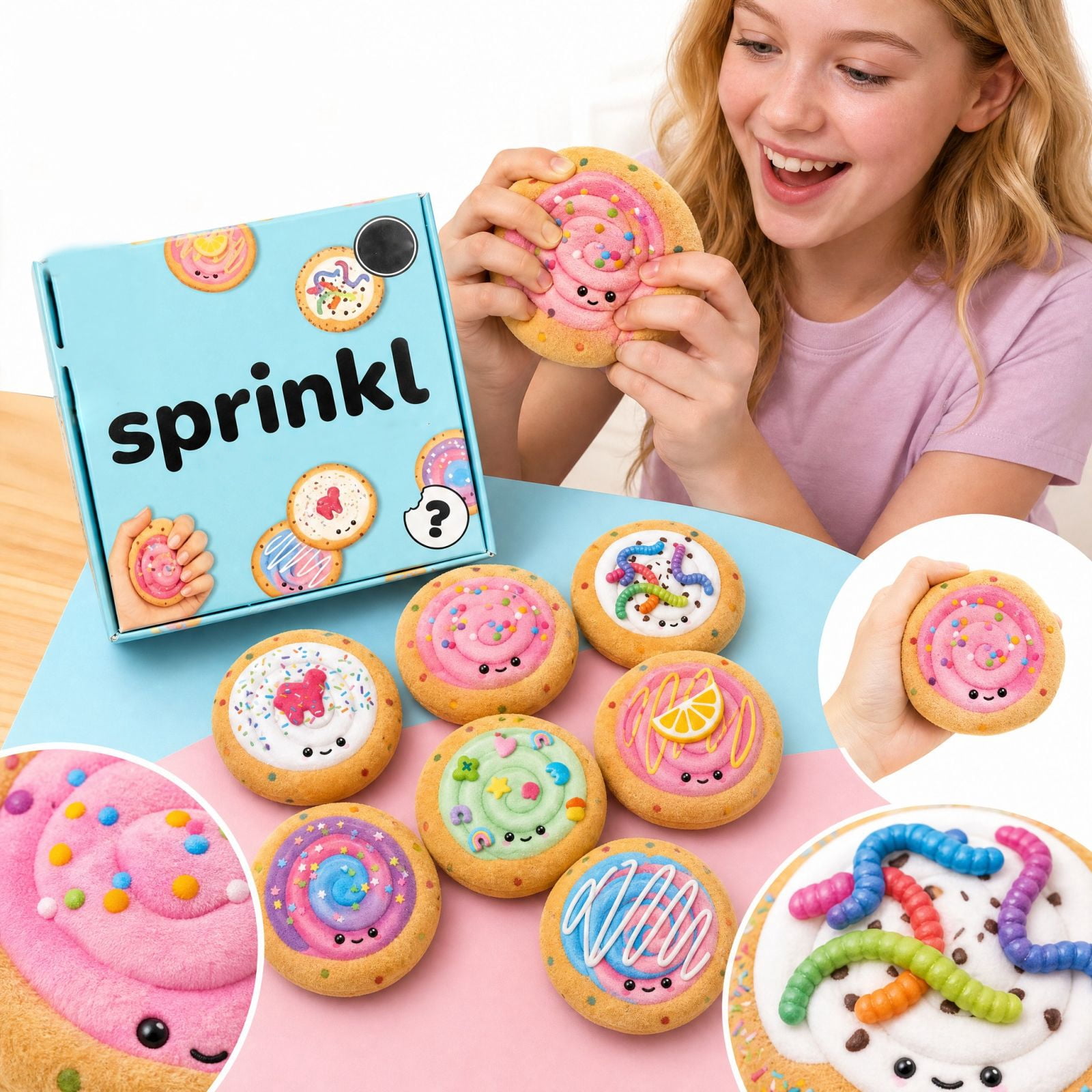 Sprinkle Cookie Plush Squishy Blind Box Surprise Slow Rise Squeeze Toys ...
