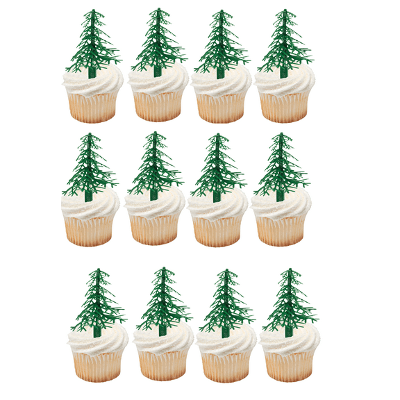 Sprinkle Deco 12pack Evergreen Green Trees Cake / Cupake Decoration Toppers