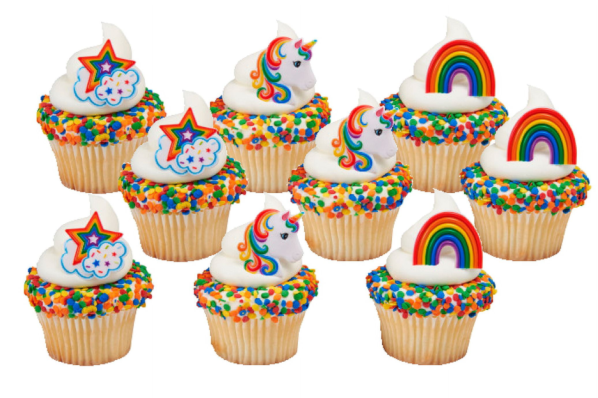 Rainbow Unicorn Sprinkle Cake Topper, by CakeSupplyShop (12 Counts)