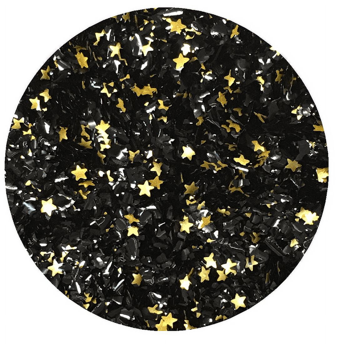 15 X EDIBLE BLACK GLITTER STARS. CAKE DECORATIONS. MEDIUM 3cm.