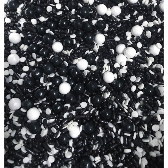 Sprinkle Deco Black and White Polka Dot Edible Decoration Confetti Sprinkles Cake Cookie Cupcake IceCream Donut Quins
