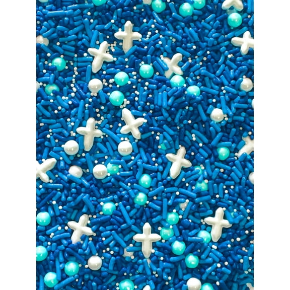 Sprinkle Deco Christening Religious Blue Edible Decoration Confetti Sprinkles Cake Cookie Cupcake IceCream Donut Quins 6oz