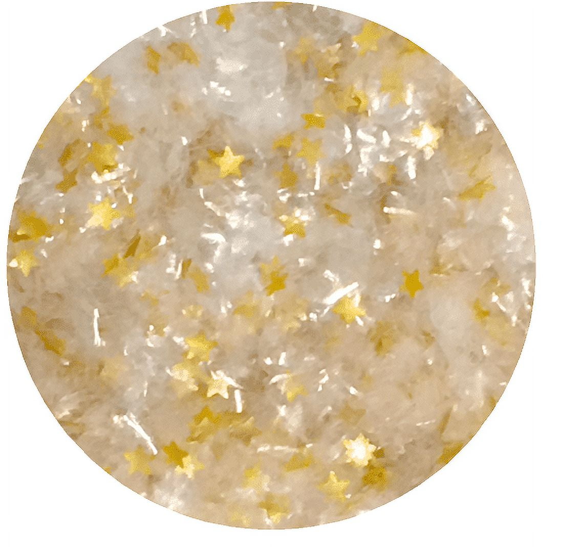 Sprinkle Deco® Clear Glitter Flakes with Gold Stars Metallic Edible Shimmer  Sparkle Glitter for Cakes and Cupcakes .15 oz Jar Works Wit Any Color
