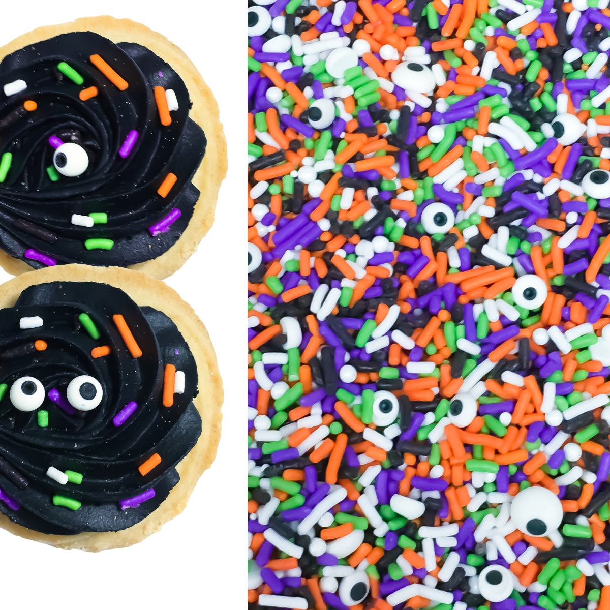 Sprinkle Deco Edible Halloween Eyeballs Orange Black Purple Green White