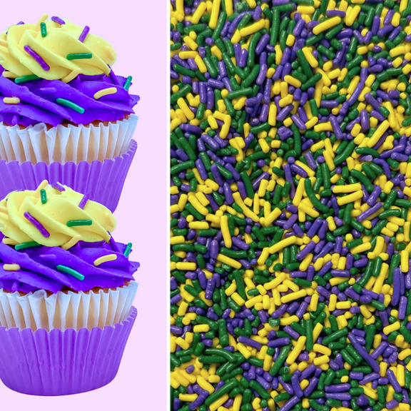 Sprinkle Deco Mardi Gras Cake Pop Cookie Cupcake Cakes Semi-Sweet Edible Confetti Decorations Sprinkles Desert Jimmies Toppers