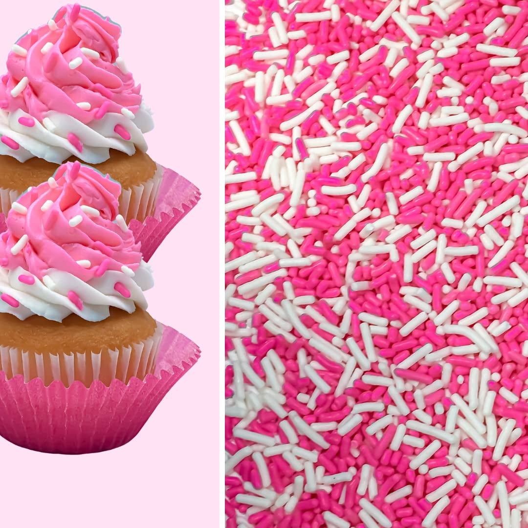 Sprinkle Deco Pink and White Princess Cake Pop Cookie Cupcake Cakes Semi-Sweet Edible Confetti Decorations Sprinkles Desert Jimmies Toppers
