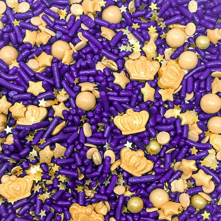 Sprinkle Deco® Purple and Gold Crown Edible Decoration Confetti Sprinkles  Cake Cookie Cupcake IceCream Donut Quins 4oz 