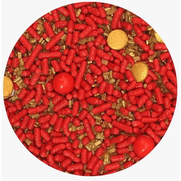 Sprinkle Deco Red and Gold Edible Decoration Confetti Sprinkles Cake Cookie Cupcake IceCream Donut Quins
