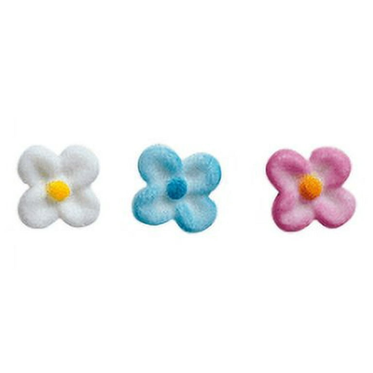 12 Edible White and Blue Blossom Flowers. Edible Sugar Flower Decorations.  Flower Cake Toppers. Edible Cupcake Flowers. 