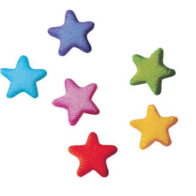 Sprinkle Deco Set of 12 Rainbow Stars Charms 1/2Inch Edible Sugar Cake & Cupcake Decoration Toppers with 12 Exclusive Thank You Stickers