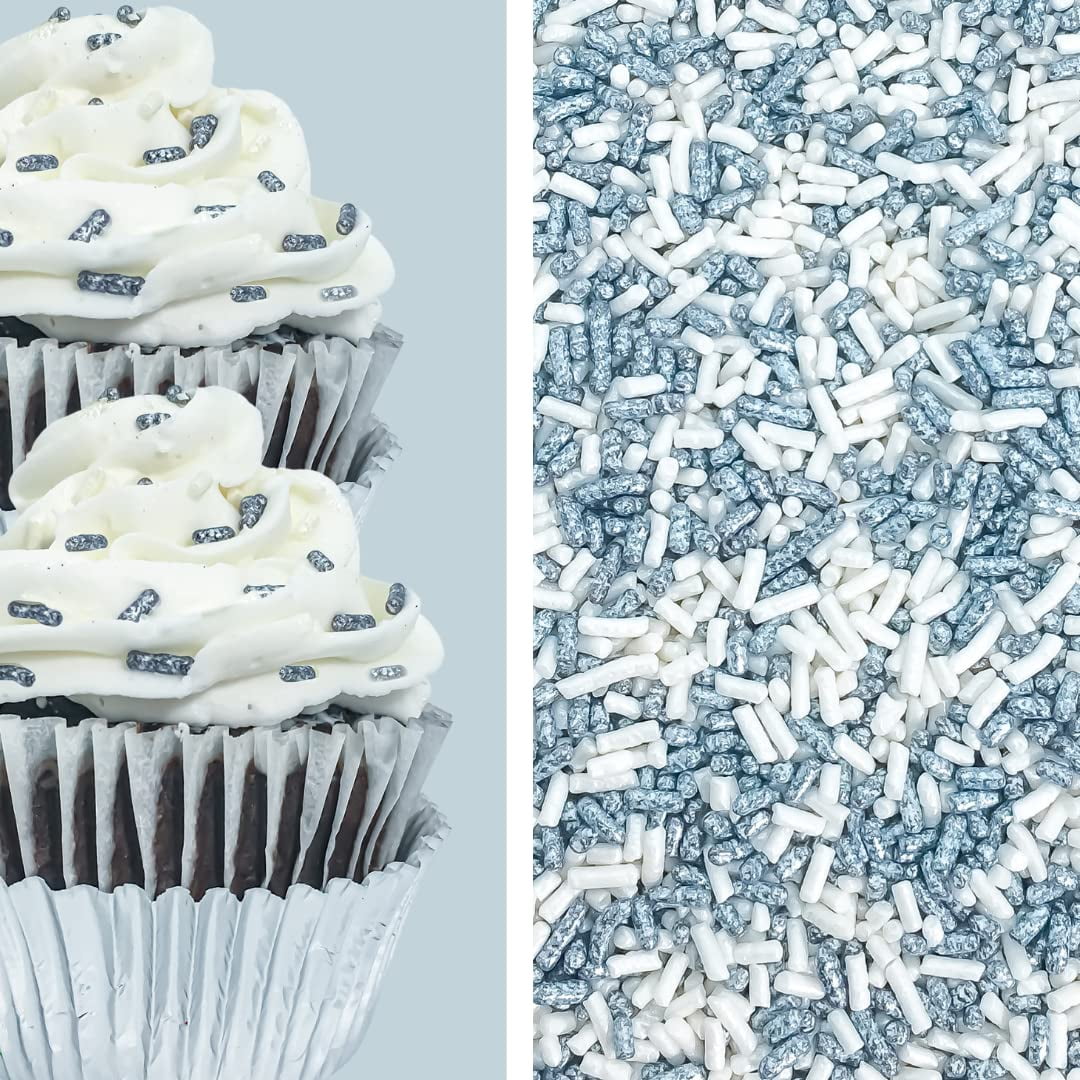 Sprinkle Deco White and Silver Wedding Cake Pop Cookie Cupcake Cakes Semi-Sweet Edible Confetti Decorations Sprinkles Desert Jimmies Toppers