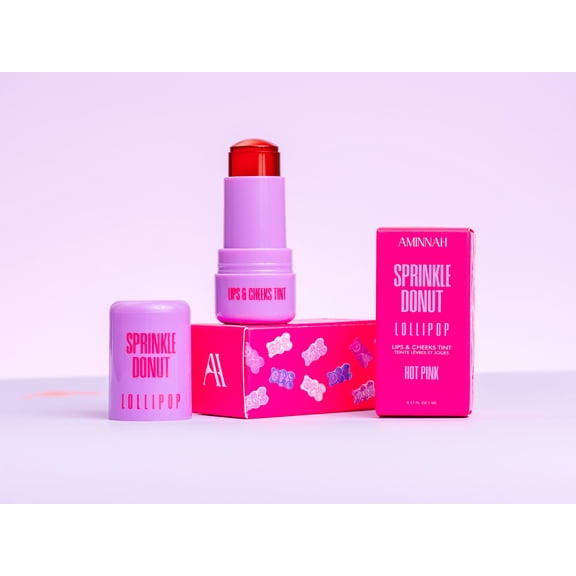 Sprinkle Donut LOLLIPOP - Lips & Cheeks Tint - Hot Pink