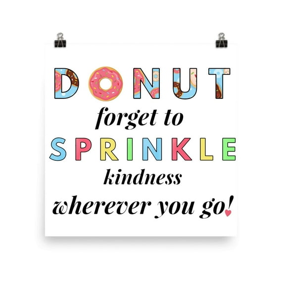 Kawaii Donut Pattern - Donut Lovers - 13x19 Poster Print - Cute Wall Art