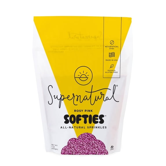Supernatural Rosy Pink Softies Dessert Toppings, 16oz Bag - Shelf-Stable Sprinkles