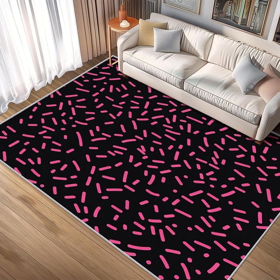 Sprinkle Rugs for Living Room, Hot Pink Donut Cupcake Dessert Pattern Design Area Rug, Sprinkle Bedroom Decor Carpet, Non Slip, Washable-2' x 3'