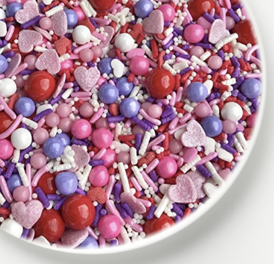 Sprinkle Sprinkles Heart Sprinkle Mix | Valentines Pink Red Purple White Sprinkles | 4 oz