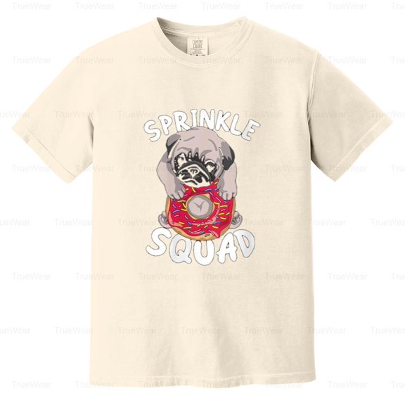 Sprinkle Squad, Cute, Pug Dog Lover, Doughnut Day, Funny, Donut, Bakery Comfort Color T-Shirt Unisex, up to 4XL