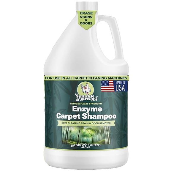 Sprinkle & Sweep: Enzyme Carpet Shampoo - 1 Gal, Deep Cleaning Pet Stain & Odor Remover, Dog Cat Mess-Urine-Accident Solution, All Machine Compatible