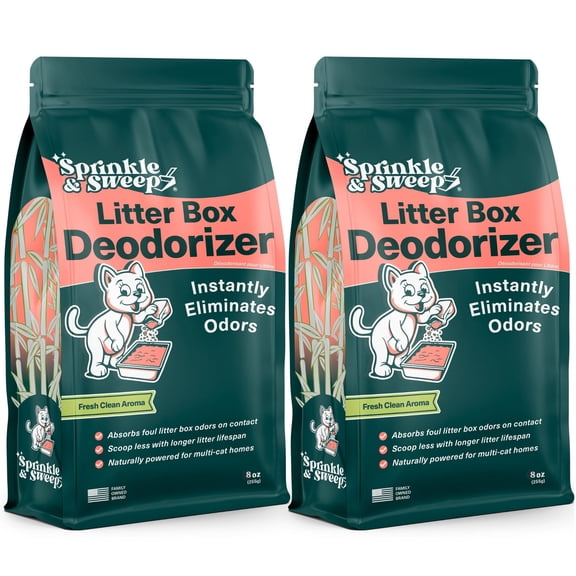 Sprinkle & Sweep: Litter Box Deodorizer - 2 Pack, 8oz Bags - Cat & Kitten Home Odor Neutralizer, Ultra-Absorbent Formula, Non-Toxic, Pet Smell Control