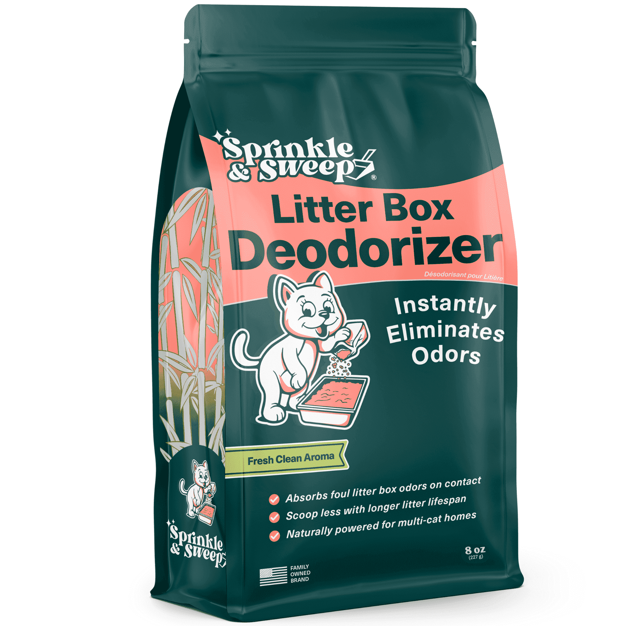 Sprinkle & Sweep Litter Box Deodorizer – Cat Odor Eliminator for Litter Box & Cat Essentials