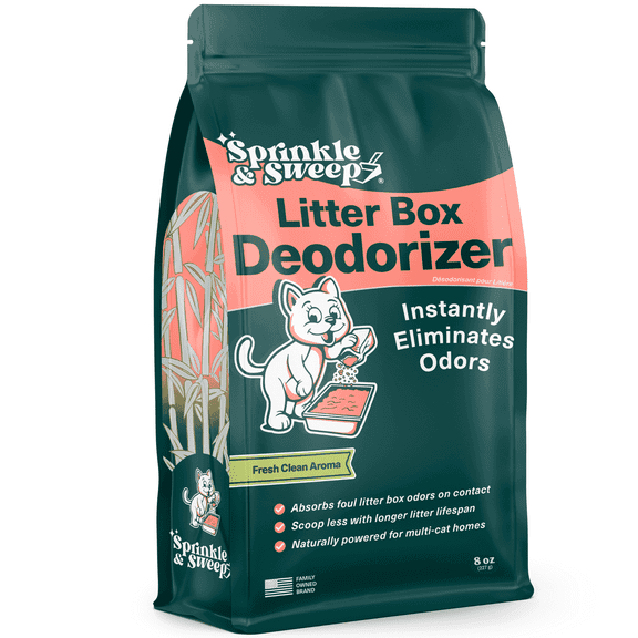 Sprinkle & Sweep Litter Box Deodorizer – Cat Odor Eliminator for Litter Box & Cat Essentials