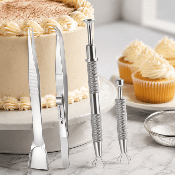 Sprinkle Tweezers for Cake Decorating, Sprinkles Tool for Cake Decorating, Stainless Steel Cakes Tweezers, Pearl Piercing Ball Grabber for Cookie Cupcake