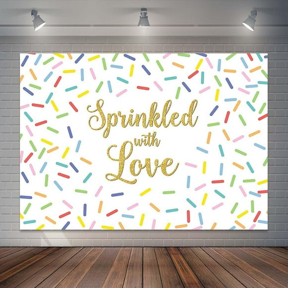 Sprinkled with Love Backdrop Colorful Confetti Sprinkles Baby Shower Background Sweet Donut Baby Sprinkle Party Cake Table Decorations Photo Booth Props