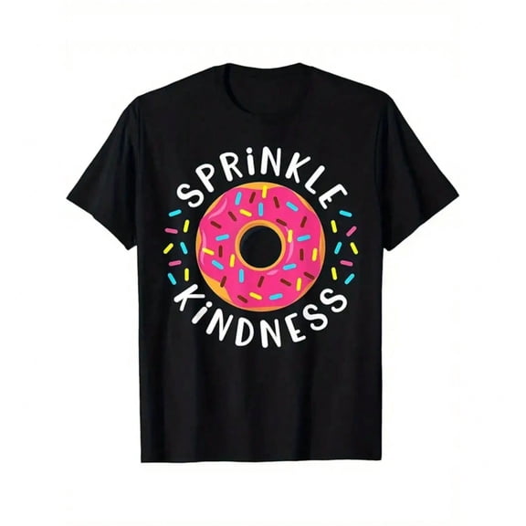 Sprinkled with Goodwill Women's Donut Enthusiast T-shirt Casual Cartoon Print
