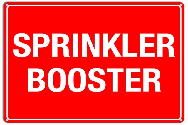 Sprinkler Booster Sign Caution Safety Aluminum Warning Signs Security ...