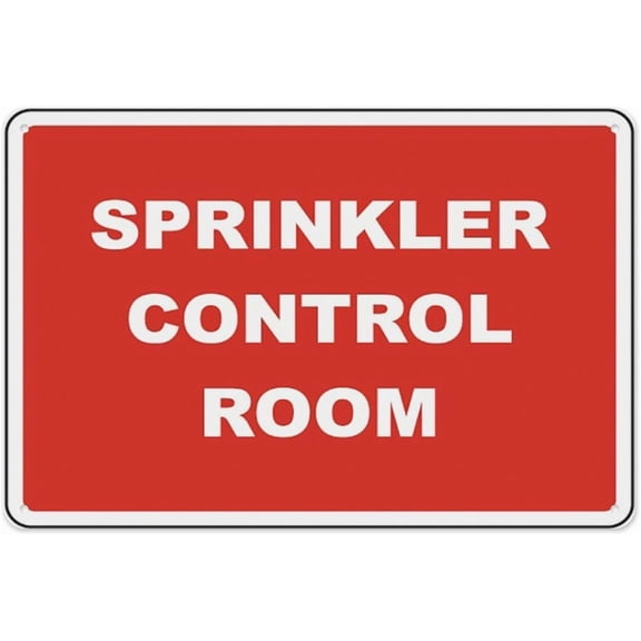 Sprinkler Control Room Sign, Aluminum Tin Warning Signs for Home Outdoor Garden 8"x12", Durable Weatherproof Fire Safety Sign for Building