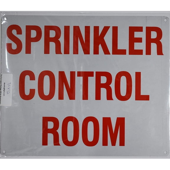 Sprinkler Control Room Sign (White, Reflective, Aluminium 10x12)