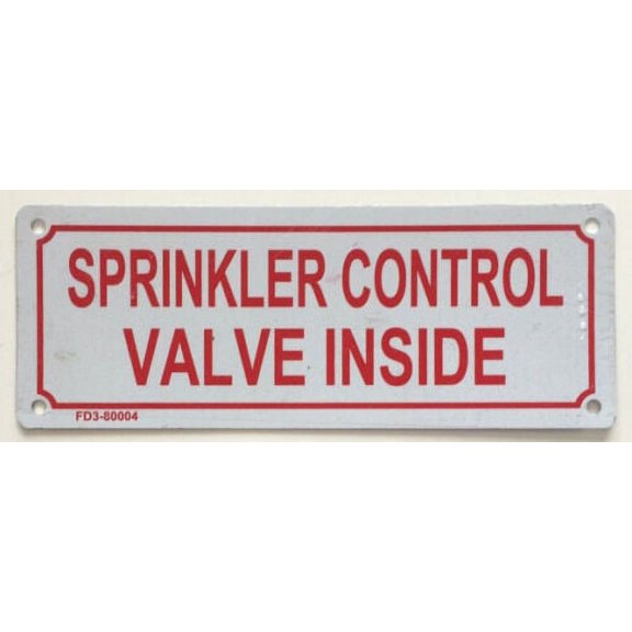 Sprinkler Control Valve Inside Sign(2X6,WHITE,ALUMINUM) -ref19722