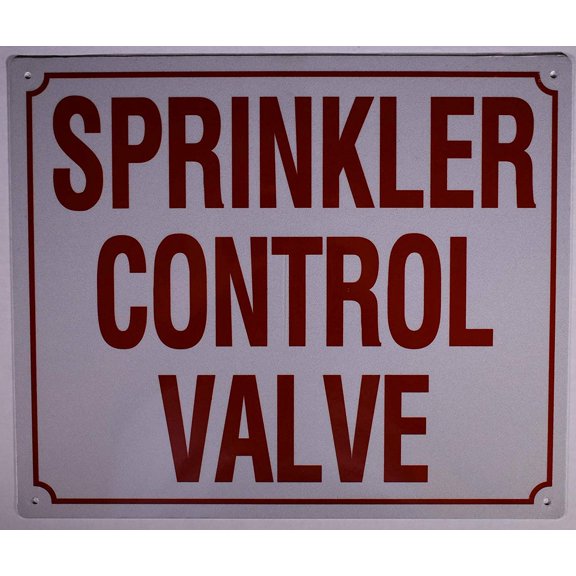 Sprinkler Control Valve Sign (Aluminium Reflective, White 10x12)