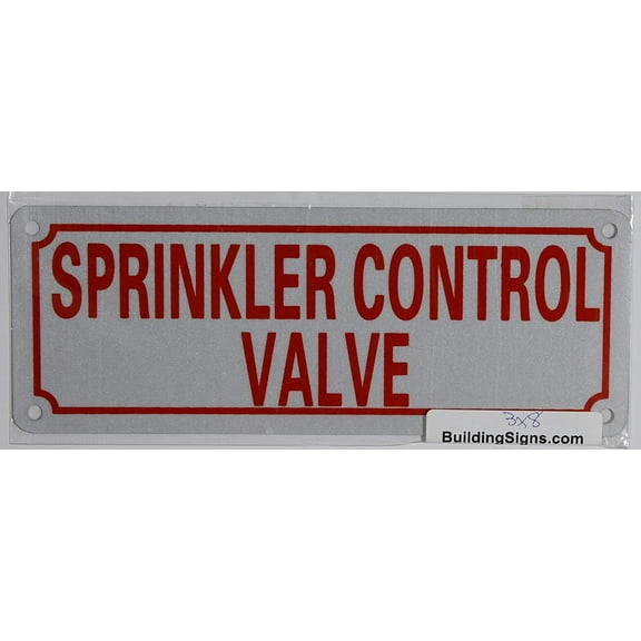 Sprinkler Control Valve Sign (White Background,Reflective, Aluminium 3X8-Rust Free)