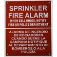 thumbnail image 1 of Sprinkler FIRE Alarm When Bell Rings NOTIFY Bilingual Sign with English & Spanish Text Sign (Reflective !!,Aluminium, RED Background, 10X12 inch)(ref-2022-4), 1 of 4