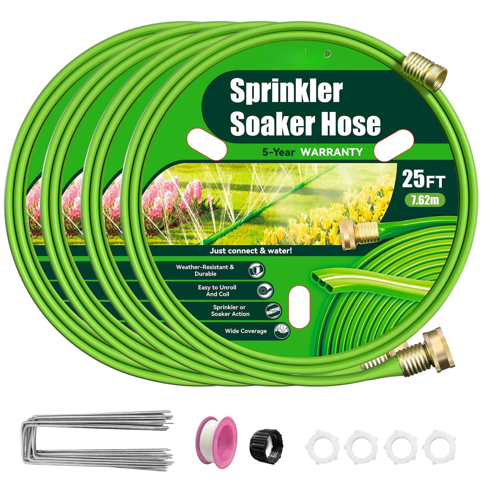 Sprinkler Hose With Holes 100ft  Flat Soaker Stakes Lightweight Water Irrigation Sprinklers System For Garden Lawn And Yard(25ft 4pack)