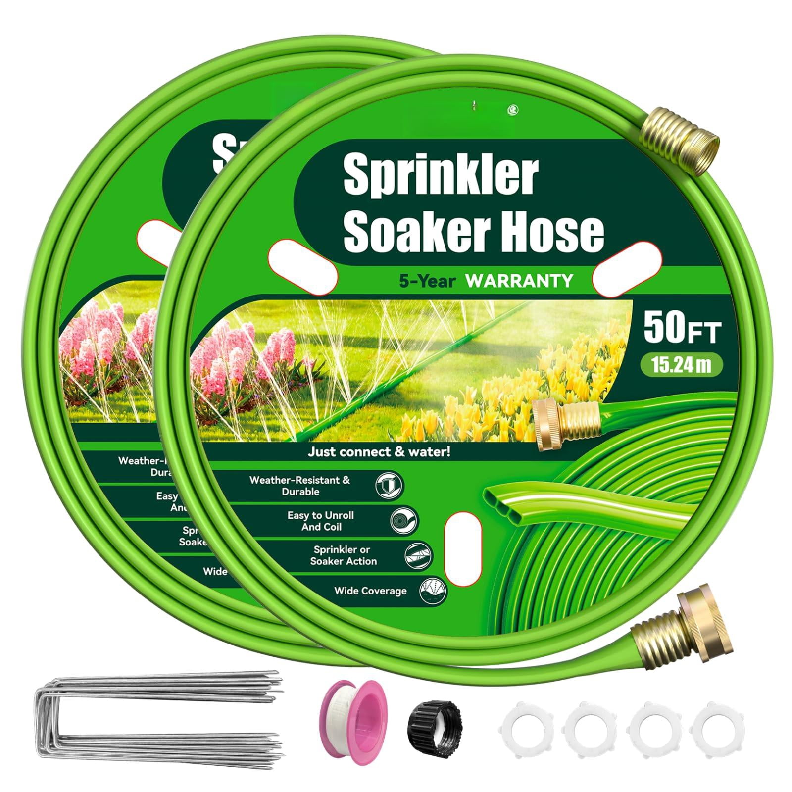 Sprinkler Hose With Holes 100ft  Flat Soaker Stakes Lightweight Water Irrigation Sprinklers System For Garden Lawn And Yard(50ft 2pack)