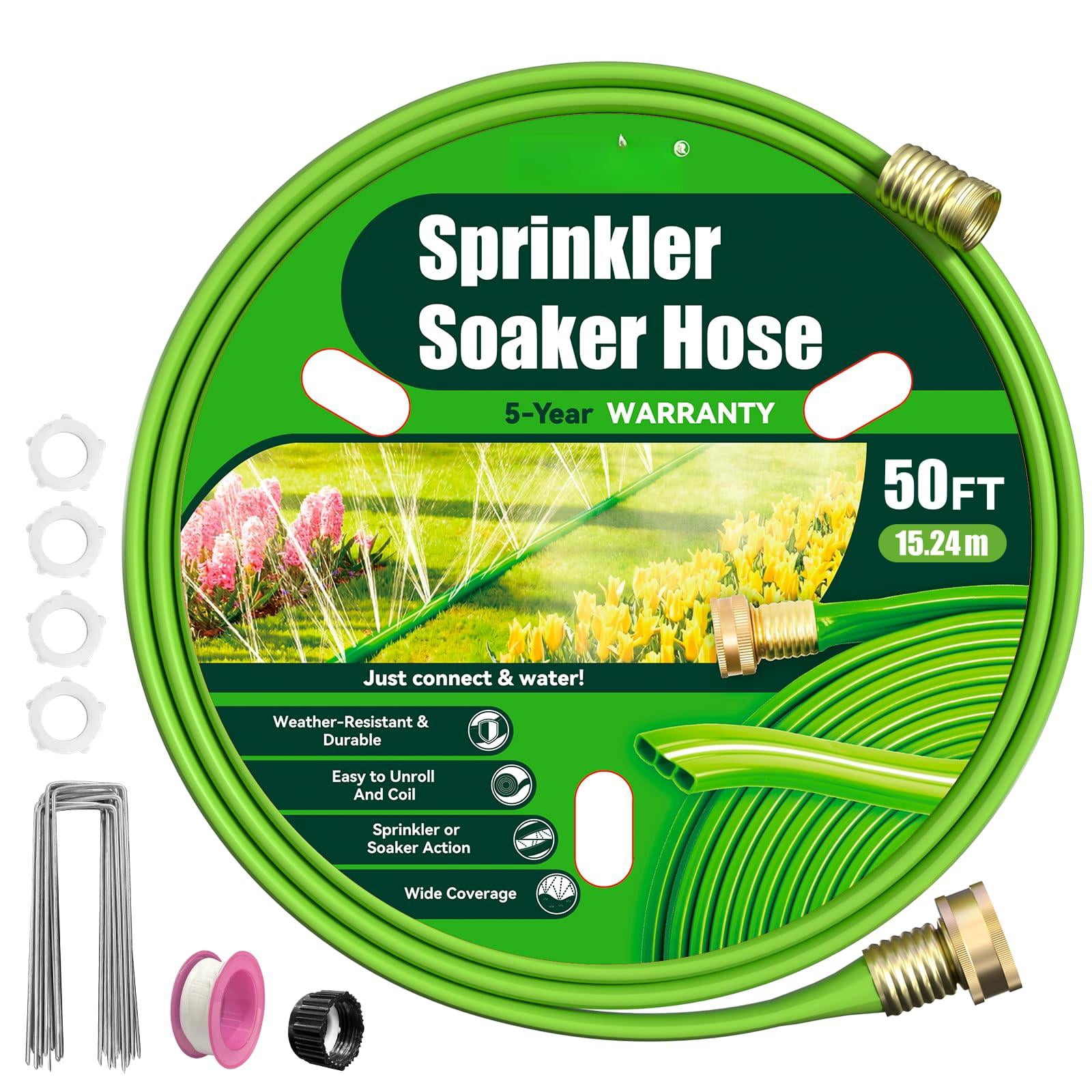 Sprinkler Hose With Holes 50ft  Flat Soaker Stakes Lightweight Water Irrigation Sprinklers System For Garden Lawn And Yard