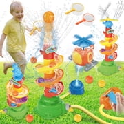 Water Sprinkler Toy for Kids, 5-in-1 Water Toys for Kids Outdoor Play, 360° Rotating Sprinkler & Catch Ball Game & Rolling Ball, Outdoor Toys for Boys Girls Age 3+