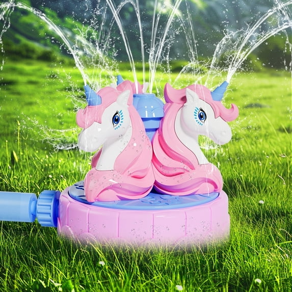 Sprinkler for Kids,Kids Sprinklers for Yard, 360°Rotating Water Spray for Backyard Lawn Garden Game Activities Pet Boys&Girls Ages 4-8, Perfect Summer Outdoor Water Toys, Unicorn